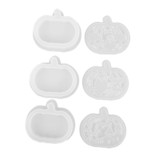 HOODANCOS 3 Sätze Teiliges Halloween Kürbis Silikonform Langlebige Epoxidharz Gießform mit Hohlem Design Wiederverwendbarer Teelichthalter für DIY Herbst Partydekorationen von HOODANCOS
