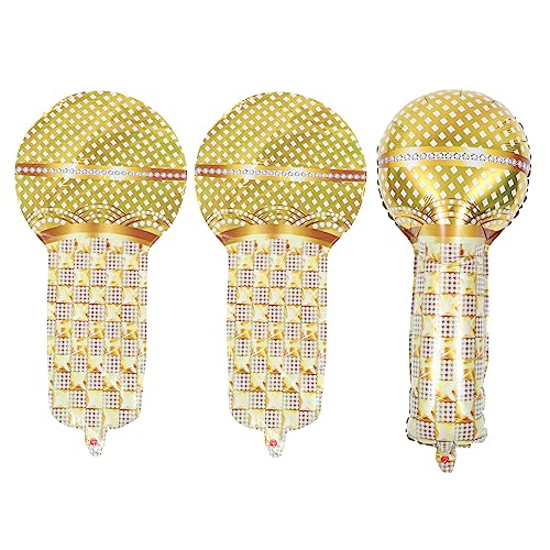 HOODANCOS 3 Stück Aufblasbare Mikrofonballons Jahre Partydekoration Aluminiumfolie Retro Disco Deko für Musikfestivals und Themenpartys von HOODANCOS