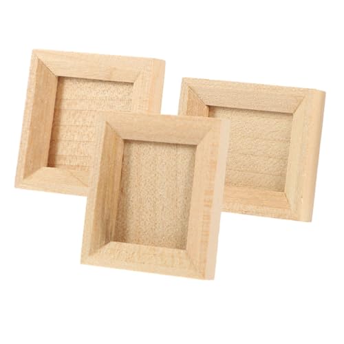 HOODANCOS 3 Stück Miniatur Holz Bilderrahmen DIY Unbemalt für Puppenhaus Dekoration Kreative Bastelideen für Gestaltung Verschiedenen von HOODANCOS