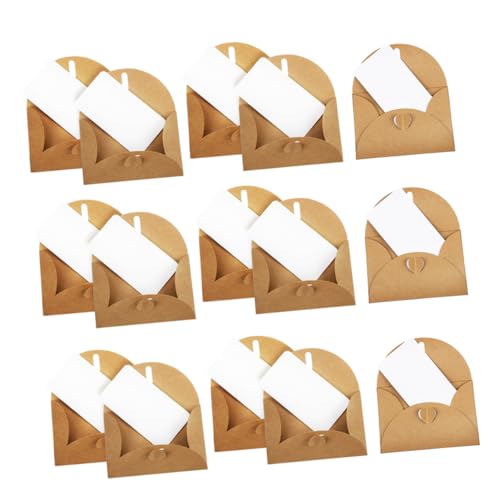 HOODANCOS 30 Sätze Mini Kraftpapier Umschläge Vintage Stil mit Herzverschluss Kreditkartengröße Blanko Karten Kleine Umschläge für Hochzeit Geburtstag Party Einladung DIY von HOODANCOS