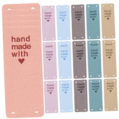 HOODANCOS 30 Stück Handgemachte Mikrofaser Etiketten Bunte Stofflabels für DIY Bekleidungsaccessoires für Jeans Taschen und Kreative Nähprojekte von HOODANCOS