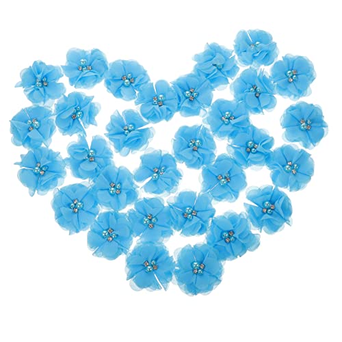 HOODANCOS 30 Stück Teiliges Decorative Flower Fabrics DIY Chiffon Blumenapplikationen für Bastelarbeiten Bekleidung Haarschmuck und Partydekoration Blau HOODANCOS 30 Stück Teiliges Decorative Flower Fabrics DIY Chiffon Blumenapplikationen für Bastelarbeiten Bekleidung Haarschmuck und Partydekoration Blau von HOODANCOS