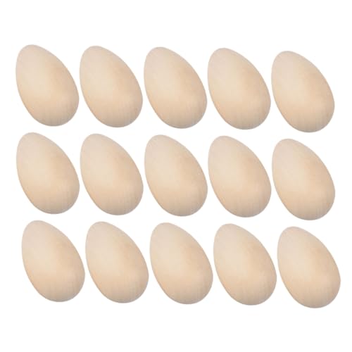 HOODANCOS 30 Stück Teiliges Holz-eier Naturbelassen zum Bemalen und Basteln Realistische Simulationseier für DIY Ostern Dekoration Kinderfreundliche Glatte Oberfläche Leicht und von HOODANCOS