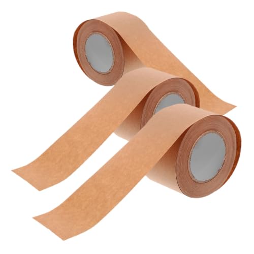 HOODANCOS 3Rollen Kraftpapier Klebeband Stark Haftend Vielseitig Einsetzbar für Versand und Verpackung Wasseraktivierbar Robust für Schwere und Leichte Arbeiten von HOODANCOS