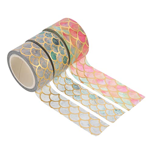 HOODANCOS 3Rollen Washi Bänder Vergoldete DIY Scrapbooking Bänder Lange Dekorative Klebebänder für Planer und Kreative Projekte für Tagebücher und Fotoalben von HOODANCOS