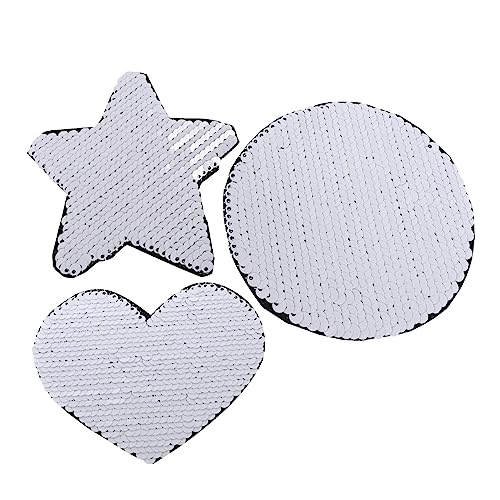 HOODANCOS 3Stücke Pailletten Stoffaufkleber Eisen Patches für Kleidung DIY Deko für Shirts Hosen Taschen Mehr Herz Stern Rund Einfach zu Verwenden von HOODANCOS