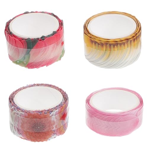 HOODANCOS 4 Rollen Blütenband dekorativer Klebstoff Blütenblatt-Klebeband Blumenaufkleber zum Basteln Blumen- bunt dekoratives Papierband Aufkleber für Blumenhandwerk Klebeband dekorativ von HOODANCOS