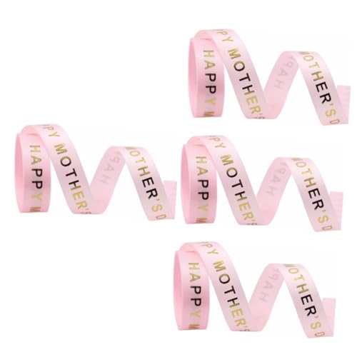 HOODANCOS 4 Rollen Festlicher dekorativer Gürtel sagt Herstellung Strauß breites Muttertagsband groß muttertag DIY verpackungsband Blumenband Geschenkband Polyester Rosa von HOODANCOS