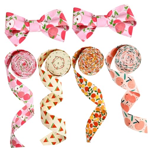 HOODANCOS 4 Rollen Fruchtstoffband Lesezeichen Aufkleber Schleife Band verdrahtet Bausätze blumensträuße dekoration geschenkverpackung verpackungsmaterial Geschenkband Sommerband Nylongarn HOODANCOS 4 Rollen Fruchtstoffband Lesezeichen Aufkleber Schleife Band verdrahtet Bausätze blumensträuße dekoration geschenkverpackung verpackungsmaterial Geschenkband Sommerband Nylongarn von HOODANCOS