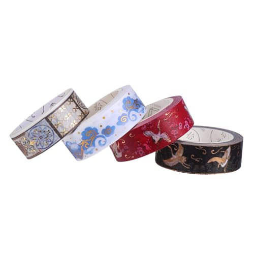 HOODANCOS 4 Rollen Heißpräge-Washi-Tape Washi -Klebeband DIY Washi Tape Washi Tape abkleben Washi-Tape-Aufkleber Geschenkverpackungsband Tagebuch-Dekorband Washi Tape aus Goldfolie Papier von HOODANCOS