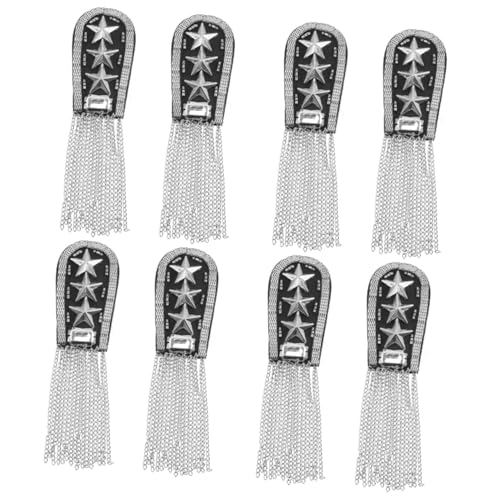 HOODANCOS 4 Sätze Quasten Eskapula Schmuck Punk -patches Punk-epaulette Schulteraufnäher Für Jacken Schulterklappe Aus Metall Mit Quastengliederkette Legierung 2 Stücke * 4 von HOODANCOS