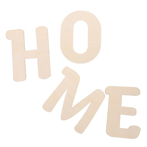 HOODANCOS 4 Stück Alphabethandwerk Wohnkultur Wanddekoration Buchstaben zum Basteln Brief Charcuterie-Buchstaben ausfüllbar Buchstabenausschnitte Dekorative Holzbuchstaben Holzhandwerk Beige von HOODANCOS