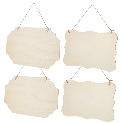 HOODANCOS 4 Stück Hangtag Aus Holz Zeichenrohlinge Leerzeichen Planke Tür Leere Plakette Bretter Hartholz Vierte Wanddekorationen Hängende Holztafel Unfertige Holzscheiben Beige Hölzern von HOODANCOS