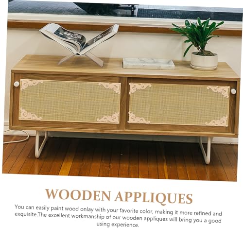 HOODANCOS 4 Stück Holzornamente Möbel Holzapplikationen Geschnitzte Holzdekor Vintage Stil Holzdekor für Schrank Tür Bett Möbel Akzent Zubehör von HOODANCOS