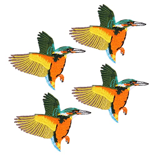 HOODANCOS 4 Stück Hummingbird Aufnäher zum Aufbügeln DIY Stickapplikationen für Kleidung Taschen und Kostüme Hochwertige Gestickte Patches zur Individuellen Gestaltung und Reparatur von HOODANCOS