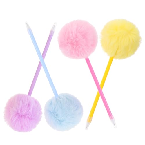 HOODANCOS 4 Stück Pom Pom Kugelschreiber Flauschige Schreibstifte für Studenten Kreative und Elegante Schreibwaren für Notizen Basteln und Blau Gelb und HOODANCOS 4 Stück Pom Pom Kugelschreiber Flauschige Schreibstifte für Studenten Kreative und Elegante Schreibwaren für Notizen Basteln und Blau Gelb und von HOODANCOS