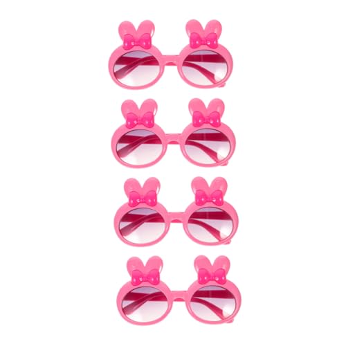 HOODANCOS 4 Stück Sonnenbrillen für Mädchen Süße Hasen Sonnenbrillen für Strand Partys und Rosa mit Grauen Gläsern UV Schutz und Leichte Bequeme Passform von HOODANCOS