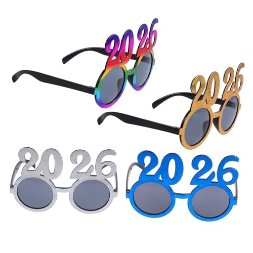 HOODANCOS 4 Stück Teiliges Partybrillen aus Robustem Leichte und Tragbare Neujahrsbrillen mit Glitzernden Zahlen Auffällige Bunte Fassung als Fotorequisite und Partydeko für Silvester und HOODANCOS 4 Stück Teiliges Partybrillen aus Robustem Leichte und Tragbare Neujahrsbrillen mit Glitzernden Zahlen Auffällige Bunte Fassung als Fotorequisite und Partydeko für Silvester und von HOODANCOS