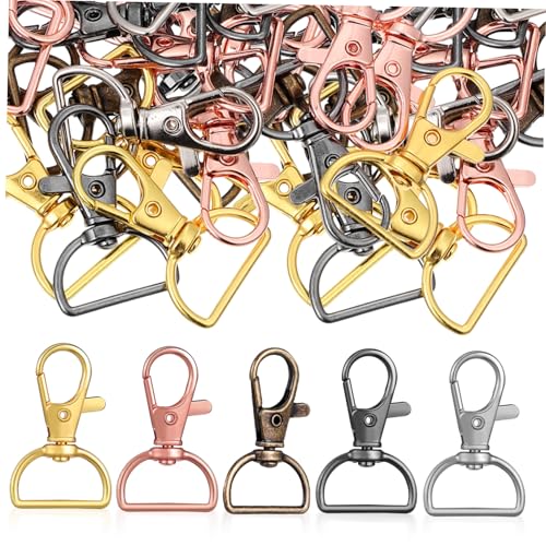 HOODANCOS 40 Stück D Ringe und Klappverschlüsse für Schlüsselanhänger Metall Lobster Clips Vielfältige Farben für Bastelarbeiten und Schlüsselorganisation von HOODANCOS