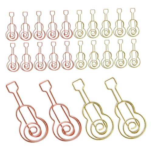 HOODANCOS 40 Stück Gitarren-Büroklammer Farbpapierclips Klassenzimmer müssen haben süße Büroklammern Miniklammern für Papier Jumbo-Büroklammern glatt Dekorative Papierklammern Metall von HOODANCOS
