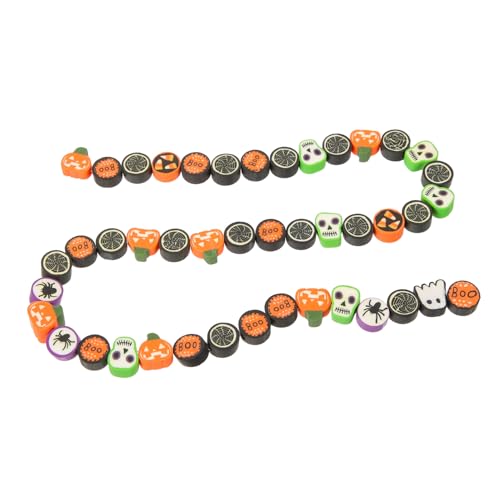 HOODANCOS 40 Stück Halloween Kürbis Perlen Weiche Polymer Clay Beads für Armbänder und DIY Schmuck Bastelzubehör für Kreative Projekte von HOODANCOS