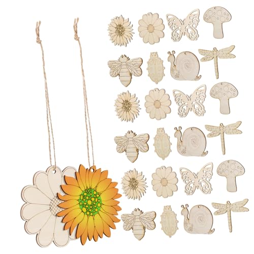 HOODANCOS 40 Stück Teiliges Unbeschichtete Holzhandwerksformen Blumen und Tiere Holzschnittmuster mit Juteschnüren für DIY Malen und Dekorieren für Bastelprojekte und Kreative HOODANCOS 40 Stück Teiliges Unbeschichtete Holzhandwerksformen Blumen und Tiere Holzschnittmuster mit Juteschnüren für DIY Malen und Dekorieren für Bastelprojekte und Kreative von HOODANCOS