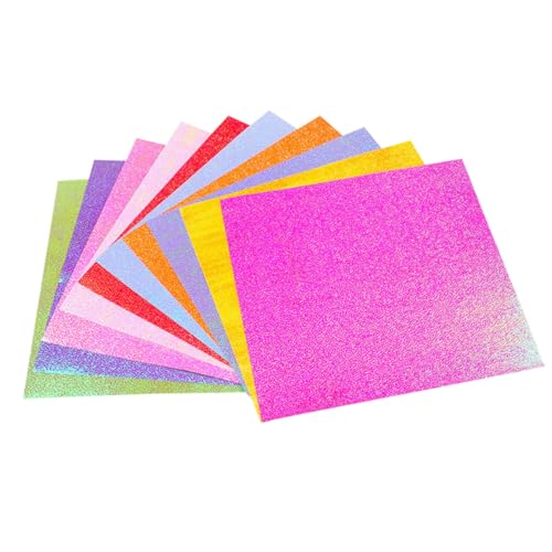 HOODANCOS 400 Stück Schillerndes Origami Glitzerpapier Perlmuttfarbenes Bastelpapier für DIY Grußkarten Scrapbooking Kinderhandwerk Fördert Kreativität und Fingerfertigkeit von HOODANCOS