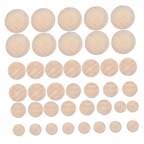 HOODANCOS 40Stücke Holzperlen Unvollendete DIY Bastel Halbkugeln Naturfarbe Spielzeuge für Fördert Manuelle Fähigkeiten und Spaß Beim Gestalten von HOODANCOS