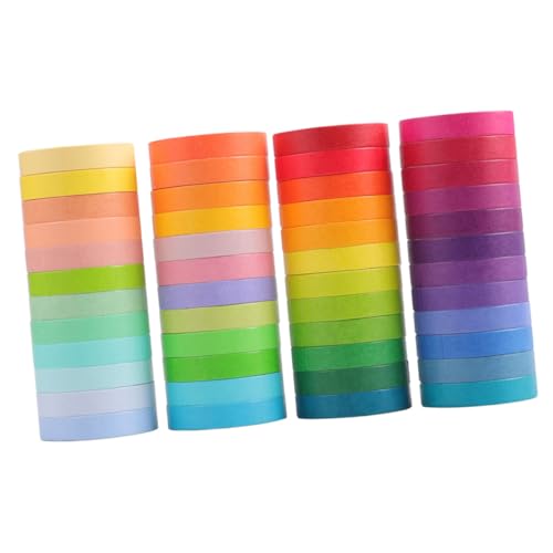 HOODANCOS 48 Rollen Klebeband Zeitschriftenaufkleber Farben Farbig Journaling Sammelalbum Scrapbooking -vorräte Zeitschriftenzubehör Scrapbook -aufkleber Japanisches Papier von HOODANCOS