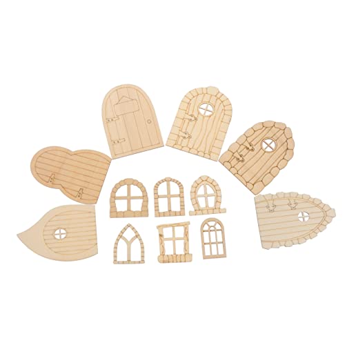 HOODANCOS 48 Stück Holzhandwerksscheiben Feengarten Zubehör Feentüren Für Bäume DIY Miniaturen Gartenfeen Outdoor Holzhandwerk Mini Gartenausschnitte Feengartentür von HOODANCOS