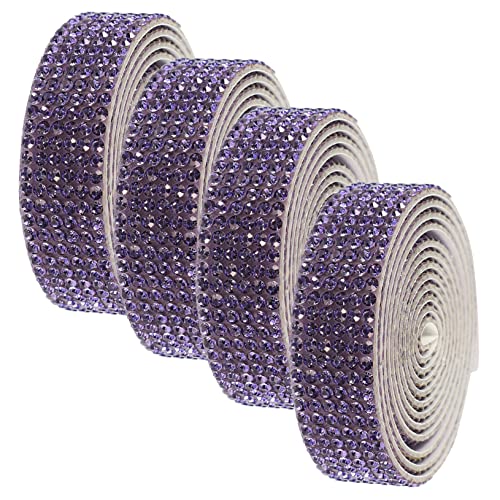 HOODANCOS 4Rollen DIY Strassgurt Selbstklebende Glitzersteine Traumhaftem für Bekleidungsapplikationen und Bastelprojekte für Frauen von HOODANCOS