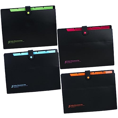 HOODANCOS 4Stücke Teiliges Fächermappen Dokumentenorganisator für Schule Büro Tragbare und Langlebige Dateiordner mit Fächern Schwarz Rosa Grün Blau Orange von HOODANCOS