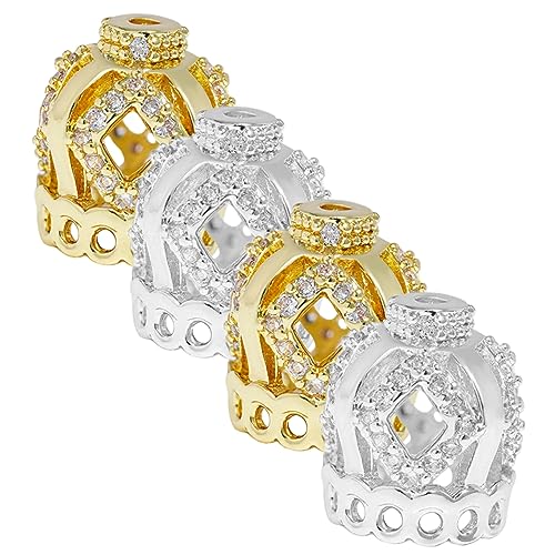 HOODANCOS 4Stücke Teiliges Kronen Perlen für Armbänder Kupfer Abstandshalterperlen mit Strass für DIY Schmuckgestaltung Halsketten und Ohrringe Glänzende Oberfläche HOODANCOS 4Stücke Teiliges Kronen Perlen für Armbänder Kupfer Abstandshalterperlen mit Strass für DIY Schmuckgestaltung Halsketten und Ohrringe Glänzende Oberfläche von HOODANCOS