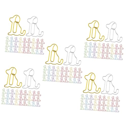 HOODANCOS 5 Sätze Paperclip Lesezeichenbuchordner Geformt Hundeclips Mini Name Süße Büroklammern Dekorative Büroklammern Multi-gebrauchspapierclips Dokumentpapierclips Metall 50 Stück * 5 von HOODANCOS