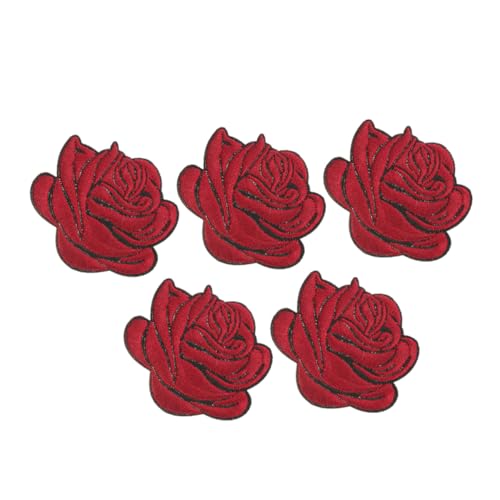 HOODANCOS 5 Stück Blumen Stickerei Patch Kleidungs Stickerei Patches Applikationen Für Kleidung Kleidungsflicken Kleidungs Rosen Patch Zum Aufnähen Rosen Applikation Kleidungs von HOODANCOS
