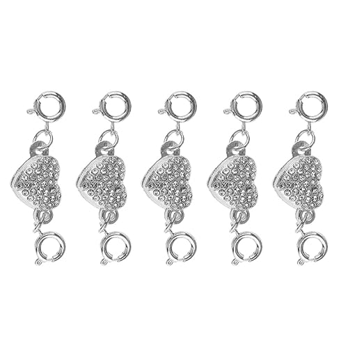 HOODANCOS 5 Stück DIY Herzförmiger Magnetverschluss Set für Armbänder und Langlebige Verbindung für Schmuckherstellung für Handwerk und DIY Projekte Silberfarben von HOODANCOS