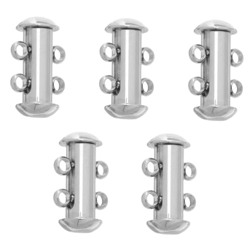 HOODANCOS 5 Stück Edelstahl Doppelreihiger Schmuckverschluss Vielseitiger Mehrschicht-connector für Halsketten und Armbänder DIY Schmuckzubehör für Langlebige Sichere Verbindung und von HOODANCOS