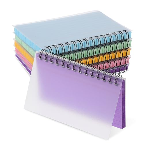 HOODANCOS 5 Stück Farbiges Spulenbuch klein Notizbuchkarten gefüttert Schule bunt Studie Mini Blau Papierkarten Notizpolster Karteikartenbuch Lernkarten Tragbare Notizbilder von HOODANCOS