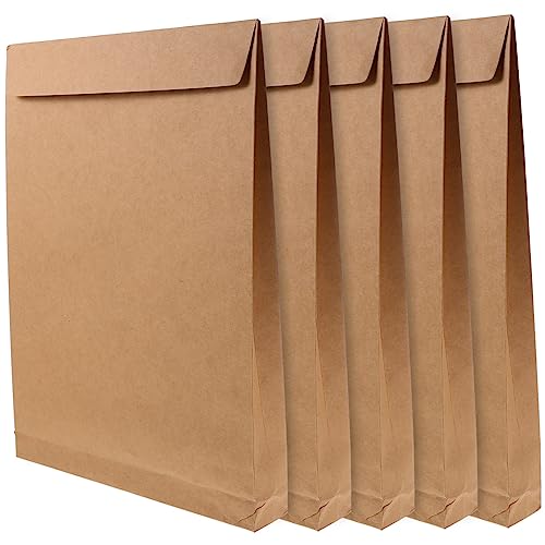 HOODANCOS 5 Stück Kraftpapier Dokumententaschen mit Selbstklebematerial Aktenordner für Büro Reise und Bekleidungsverpackung für Dokumente und Wichtige Unterlagen von HOODANCOS