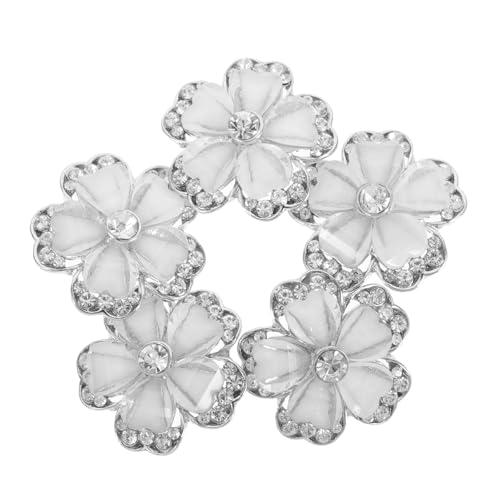 HOODANCOS 5 Stück Legierungs-Diamantknöpfe Weiße Blumenförmige Knöpfe Dekorative Kleidungsknöpfe Austauschbare Strickknöpfe Zubehör Für Kleine Knöpfe Büro Raue Verschiedene von HOODANCOS