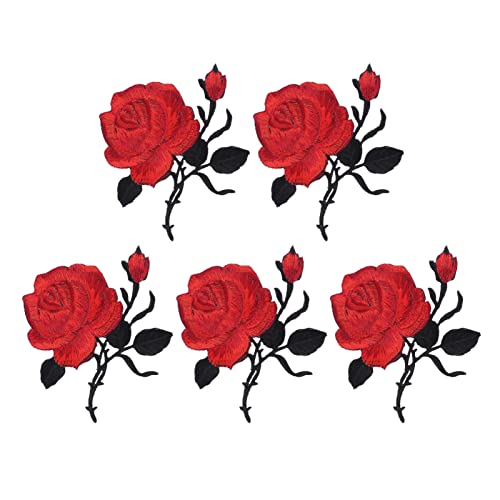 HOODANCOS 5 Stück Rosen Stickerei Patches Bügelbare Applikationen für Kleidung Taschen Hüte und Jeans zum Verzieren und Reparieren von Textilien HOODANCOS 5 Stück Rosen Stickerei Patches Bügelbare Applikationen für Kleidung Taschen Hüte und Jeans zum Verzieren und Reparieren von Textilien von HOODANCOS