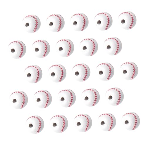 HOODANCOS 50 Stück DIY Holzperlen Baseball Design für Schmuckherstellung Vielseitige Lose Perlen für Armbänder und Hautfreundliches Material für Kreative Projekte von HOODANCOS