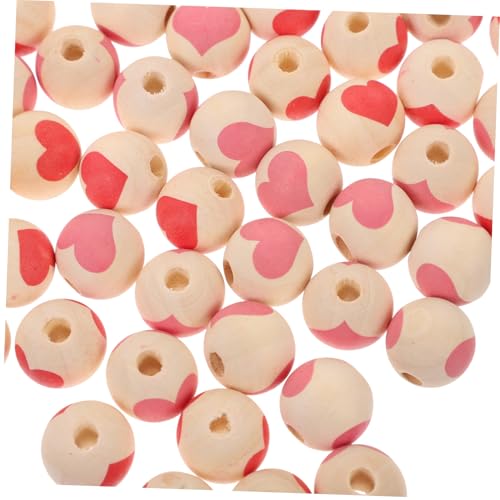 HOODANCOS 50 Stück DIY Holzperlen Herzmuster Bunte Bastelperlen für Valentinstag Holzperlen Rot für Schmuckherstellung und Kreative Deko HOODANCOS 50 Stück DIY Holzperlen Herzmuster Bunte Bastelperlen für Valentinstag Holzperlen Rot für Schmuckherstellung und Kreative Deko von HOODANCOS