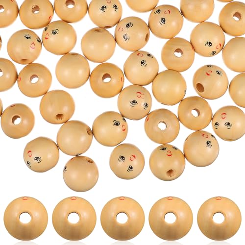 HOODANCOS 50 Stück Smile Beads Kleine Holzperlen mit Löchern für Bastelprojekte Unbehandelte Holzperlen für DIY Schmuck und Dekoration HOODANCOS 50 Stück Smile Beads Kleine Holzperlen mit Löchern für Bastelprojekte Unbehandelte Holzperlen für DIY Schmuck und Dekoration von HOODANCOS