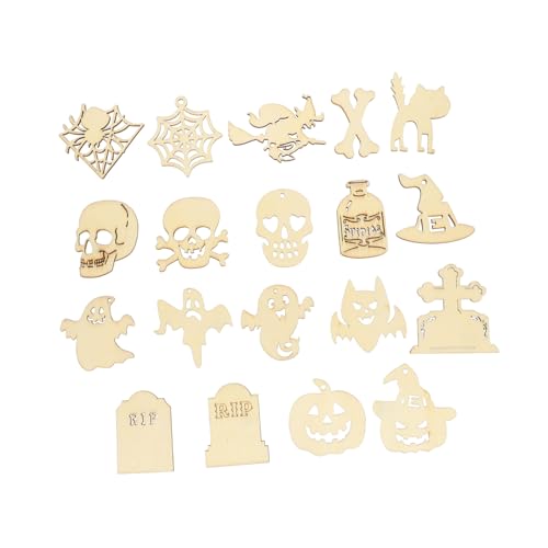 HOODANCOS 50 Stück Teiliges Halloween Holz Anhänger Bunte DIY Bastelanhänger Hängende Holz Deko für Kinderparty und Gruselhaus Vielseitige Holzanhänger zum Bemalen und Dekorieren HOODANCOS 50 Stück Teiliges Halloween Holz Anhänger Bunte DIY Bastelanhänger Hängende Holz Deko für Kinderparty und Gruselhaus Vielseitige Holzanhänger zum Bemalen und Dekorieren von HOODANCOS