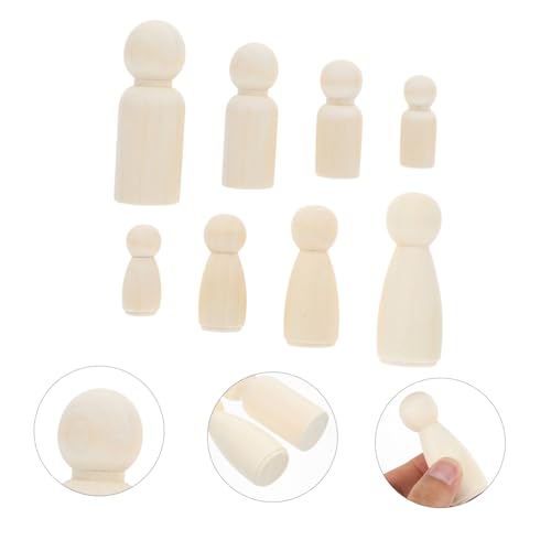 HOODANCOS 50 Stück Unfertige Holzpuppen zum Bemalen DIY Holzfiguren Bastelset für Bunte Handpuppen Ornamente Natürliche Holzdekoration für Spielzimmer und Geschenke von HOODANCOS
