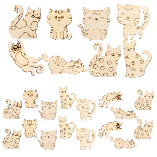 HOODANCOS 50 Stück Unvollendete Holzscheiben Katzenform zum Basteln Bemalen und Dekorieren Naturbelassene DIY Holzausschnitte für Kreative Kinderhandarbeiten und Kindergartenprojekte HOODANCOS 50 Stück Unvollendete Holzscheiben Katzenform zum Basteln Bemalen und Dekorieren Naturbelassene DIY Holzausschnitte für Kreative Kinderhandarbeiten und Kindergartenprojekte von HOODANCOS