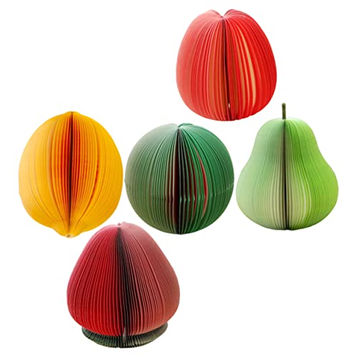 HOODANCOS 5Stücke Obstförmige Notizblätter Memo Pads für Schule und Büro Selbstklebende Notizaufkleber Wassermelonen Apfel Erdbeer und Birnen Design von HOODANCOS