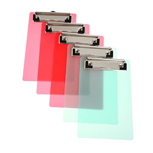 HOODANCOS 5er Pack Mini Klemmbretter Halbtransparentes Kunststoff Farbenfrohe Notiztafel für Notizen Einkaufslisten und Robust und Leicht Zufällige Farben Zufällige Farbe Zufällige Farbe von HOODANCOS