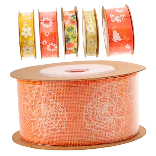 HOODANCOS 6 Rollen Geschenkband Doppelseitigem Polyester mit Blumenmuster À Vielseitig Einsetzbar für Dekoration DIY und Festlichkeiten für Einladungen Hochzeiten und Mehr von HOODANCOS